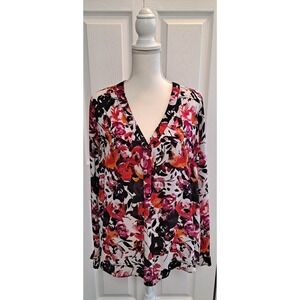 XL Rose & Olive Long Sleeve Whimsical Gothic Floral Pullover Top